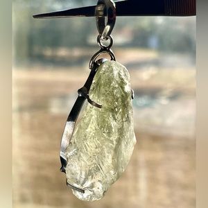 Chunky Raw Green Quartz Pendant